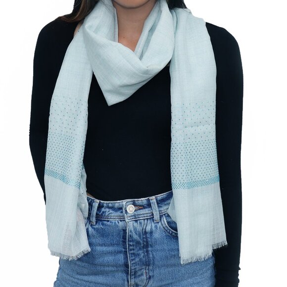 Crystal Embedded Pastel Colour Woolen Silk Scarves - Picture 4 of 16